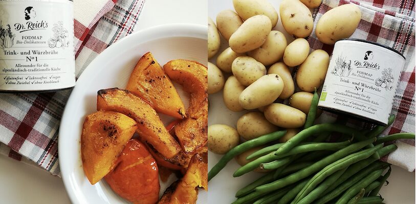 FODMAP Brühe mit Kürbis oder Bohnen und Kartoffeln