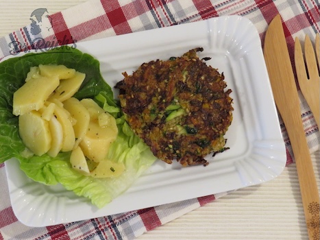 Low FODMAP Kartoffel Salat und Frikadelle